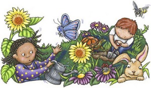 kids in the garden cartoon